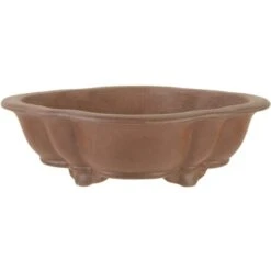 Bonsaischale 26x23.5x8cm Antik-Braun Lotusförmig Unglasiert