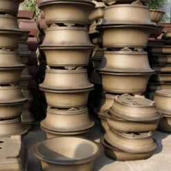 Bonsaischale 43.5x34.5x11cm Antik-Braun Oval Unglasiert -Pflanzenladen h44 426 ab6