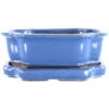 Bonsaischale Mit Untersetzer 20.5x16x7cm Blau Sonstige Form Glasiert -Pflanzenladen n21 821 bl