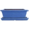 Bonsaischale Mit Untersetzer 25x19.5x8.5cm Blau Rechteckig Glasiert