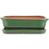 Bonsaischale Mit Untersetzer 26.5x21x7.5cm Grün Rechteckig Glasiert -Pflanzenladen n27 008 g