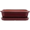Bonsaischale Mit Untersetzer 26.5x21x7.5cm Weinrot Rechteckig Glasiert