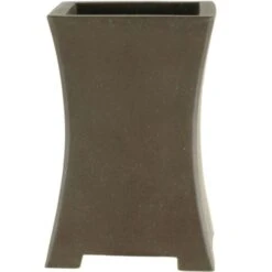 Bonsaischale 6x6x9cm Handarbeit Braun Quadratisch Unglasiert